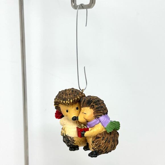 Vintage Hallmark Hedgehog Couple Christmas Ornament Stuck on You 2003 - Picture 2 of 9